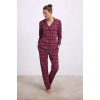 MARSiLYAN- Anıl Kadın Uzun Kol Düğmeli Gömlek ve Ekose Pantolon Pijama Takımı 11580