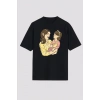 MARSiLYAN- Anneler Gününe Özel Tasarım Anne Kız Baskılı T-shirt - Siyah