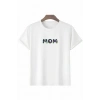 MARSiLYAN- Anneler Gününe Özel Tasarım Mom Çiçek Baskılı T-shirt - Beyaz