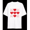 MARSiLYAN- Anneler Gününe Özel Tasarım MOM Kalp Baskılı T-shirt - Beyaz
