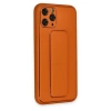 MARSİLYAN™- Apple İphone 11 Pro Kılıf Coco Deri Standlı Kapak - Turuncu