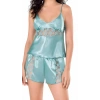 MARSiLYAN-  Aqua Saten Babydoll Şort Takımı Zarif Kadın Gece Giyim