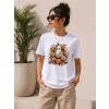 MARSiLYAN- Balkabağı Hayalet Baskılı Tişört Kısa Kol Yazlık T-Shirt - Beyaz