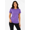 MARSiLYAN- Basic Bisiklet Yaka Yazlık Slim Fit T-Shirt - Mor - Petrol Mavisi