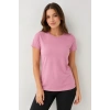 MARSiLYAN- Basic Bisiklet Yaka Yazlık Slim Fit T-Shirt - Pudra Pembe - Turuncu