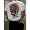 MARSiLYAN- Baskılı Oversize Bisiklet Yaka T-shirt - Beyaz