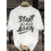 MARSiLYAN- Baskılı Oversize Bisiklet Yaka T-shirt - Beyaz