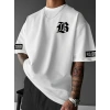 MARSiLYAN- Baskılı Oversize Bisiklet Yaka T-shirt - Beyaz