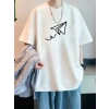 MARSiLYAN- Baskılı Oversize Bisiklet Yaka T-shirt - Beyaz