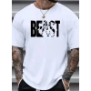 MARSiLYAN- Baskılı Oversize Bisiklet Yaka T-shirt - Beyaz