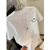 MARSiLYAN- Baskılı Oversize Bisiklet Yaka T-shirt - Beyaz