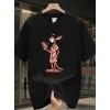 MARSiLYAN- Baskılı Oversize Bisiklet Yaka T-shirt - Siyah