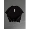 MARSiLYAN- Baskılı Oversize Bisiklet Yaka T-shirt - Siyah