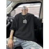 MARSiLYAN- Baskılı Oversize Bisiklet Yaka T-shirt - Siyah