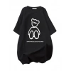 MARSiLYAN- Baskılı Oversize Bisiklet Yaka T-shirt - Siyah