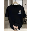 MARSiLYAN- Baskılı Oversize Bisiklet Yaka T-shirt - Siyah