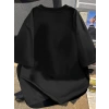 MARSiLYAN- Baskılı Oversize Bisiklet Yaka T-shirt - Siyah