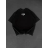 MARSiLYAN- Baskılı Oversize Bisiklet Yaka T-shirt - Siyah