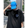 MARSiLYAN- Baskılı Oversize Bisiklet Yaka T-shirt - Siyah