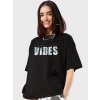 MARSiLYAN- Baskılı Oversize T-shirt - Siyah