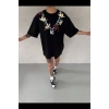 MARSiLYAN- Baskılı T-Shirt Kısa Kol Bisiklet Yaka Regular Rahat Kalıp Günlük Tişört - Siyah