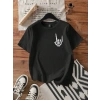 MARSiLYAN- Baskılı T-shirt - Siyah