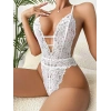 MARSiLYAN-  Beyaz Dantel İşlemeli Göğüs Dekolteli Fantezi Body