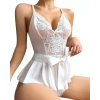 MARSiLYAN- Beyaz Dantel İşlemeli Kurdelalı Fantezi Tül Babydoll