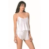 MARSiLYAN-  Beyaz Saten Babydoll Şort Takımı