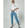 MARSiLYAN- Bisiklet Yaka Baskılı Oversize T-Shirt - Beyaz