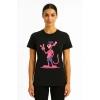 MARSiLYAN- Bisiklet Yaka Kısa Kollu Baskılı T-shirt - Siyah