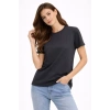 MARSiLYAN- Bisiklet Yaka Tişört Regular Kalıp Basic Pamuklu Günlük Kullanım T-shirt - Füme