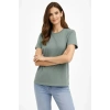 MARSiLYAN- Bisiklet Yaka Tişört Regular Kalıp Basic Pamuklu Günlük Kullanım T-shirt - Mint Yeşili