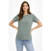 MARSiLYAN- Bisiklet Yaka Tişört Regular Kalıp Basic Pamuklu Günlük Kullanım T-shirt - Mint Yeşili