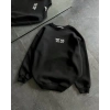 MARSiLYAN- Bisiklet Yaka Üç İplik Baskılı Oversize SweatShirt - Siyah