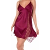 MARSiLYAN-  Bordo Saten Mini Gecelik Zarif Kadın Gece Elbisesi