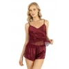 MARSiLYAN-  Bordo Saten Şort Takımı 9209