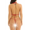 MARSİLYAN-- Büyük Beden Mikro Bikini Kırmızı Fantezi İç Çamaşırı Takımı