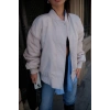 MARSiLYAN- Cepli Bomber Ceket Mont - Beyaz