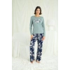 MARSiLYAN-  Çiçek ve Yaprak Desenli Baskılı Pijama Takımı