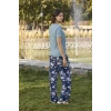 MARSiLYAN-  Çiçek ve Yaprak Desenli ve Baskılı Pijama Takımı