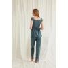 MARSiLYAN-  Dantelli Önü Düğmeli Hamile Lohusa 3lü Viskon Pijama Takımı