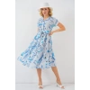 MARSiLYAN- Desenli Kısa Kol Elbise 2558 - Mavi