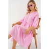 MARSiLYAN- Düğmeli Kısa Kol Elbise 2559 - Pembe