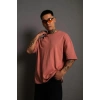 MARSiLYAN- Erkek 24/1 Düz A Kalite Oversize T-shirt - Gül Kurusu