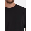 MARSiLYAN- Erkek 24/1 Düz A Kalite Oversize T-shirt - Siyah