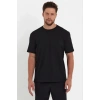 MARSiLYAN- Erkek 24/1 Düz A Kalite Oversize T-shirt - Siyah