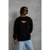 MARSiLYAN- Erkek 3 İplik Gangster Baskılı Sweatshirt - Siyah
