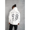 MARSiLYAN- Erkek 98 Baskılı Kapşonlu Sweat - Beyaz