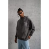 MARSiLYAN- Erkek 98 Baskılı Kapşonlu Sweat - Gri